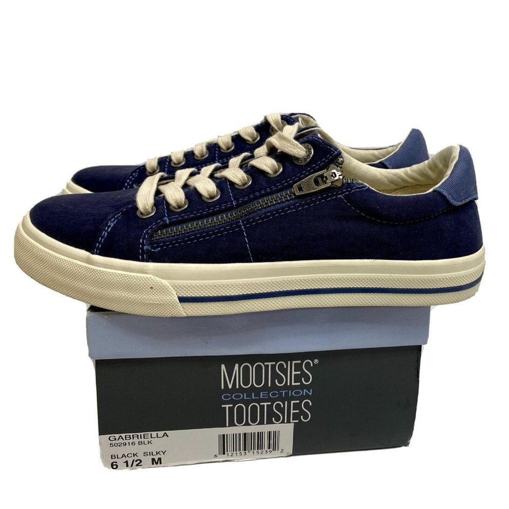 New Mootsies Womens Sneakers US sz 6.5 Navy Blue Lace Up Canvas Uppers Casual